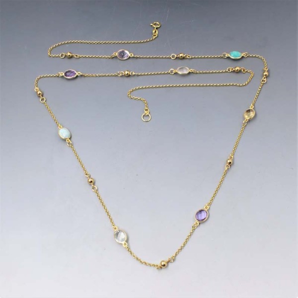 Long gem deals necklace